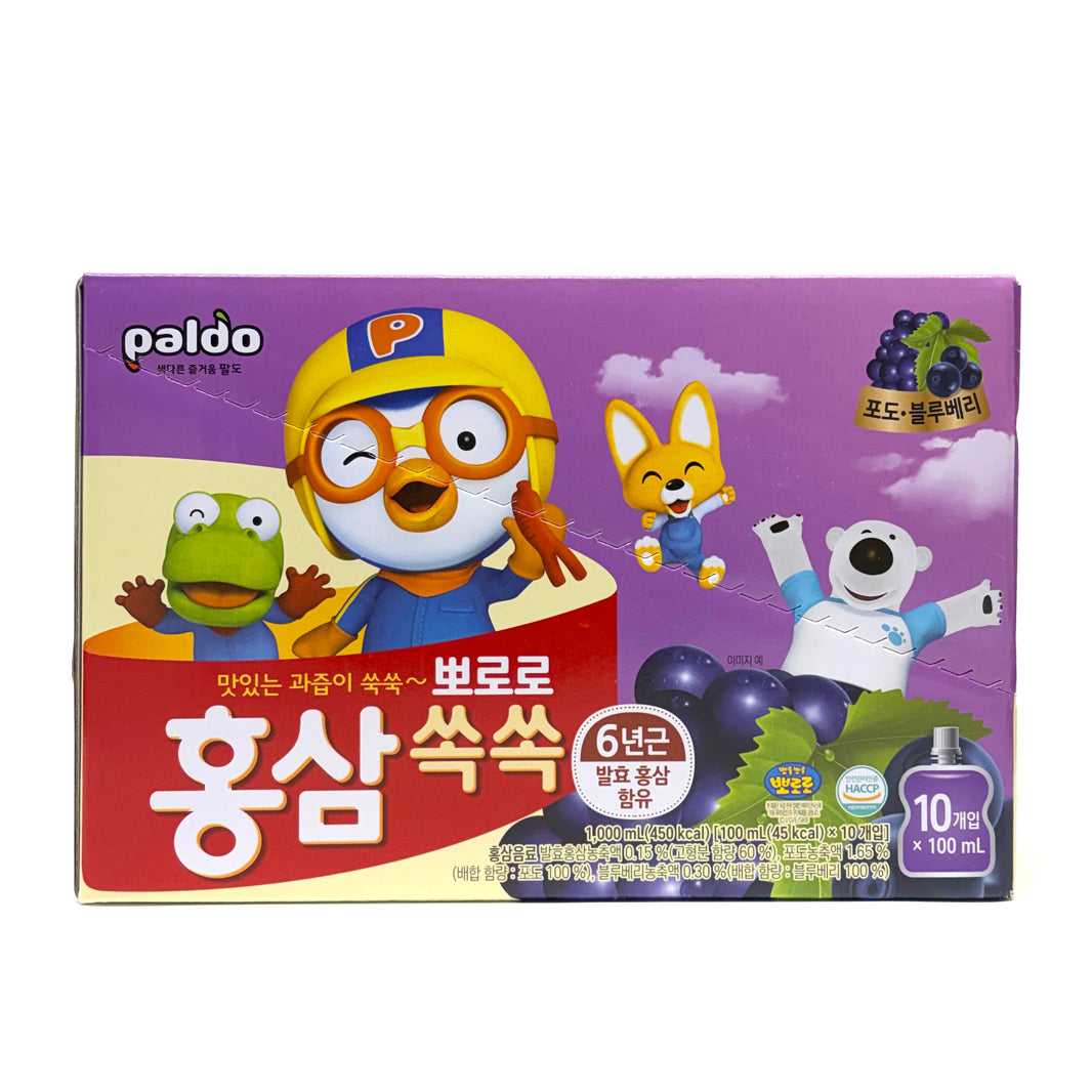 팔도 뽀로로 홍삼 드링크 포도 블루베리 (100ml x10pk)