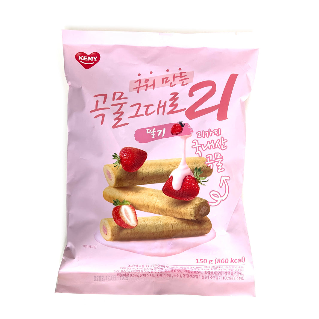 [Kemy] Strawberry Grain Roll / 개미 구워만든 곡물그대로 21곡 딸기맛 (150g)