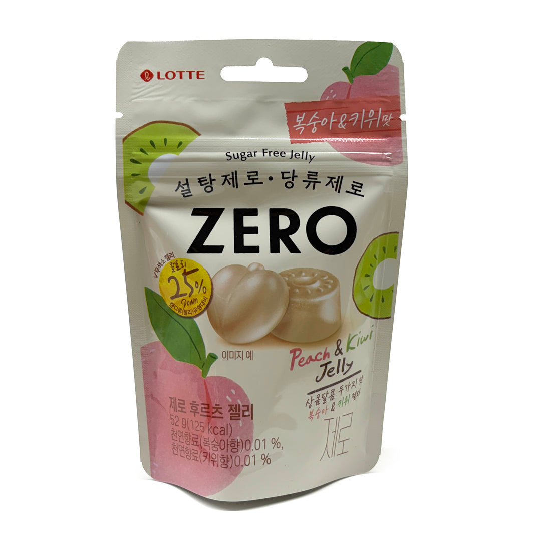 롯데 설탕 제로 당류 제로 젤리 상큼달콤 두가지맛 복숭아 & 키위 (52g x2pk)