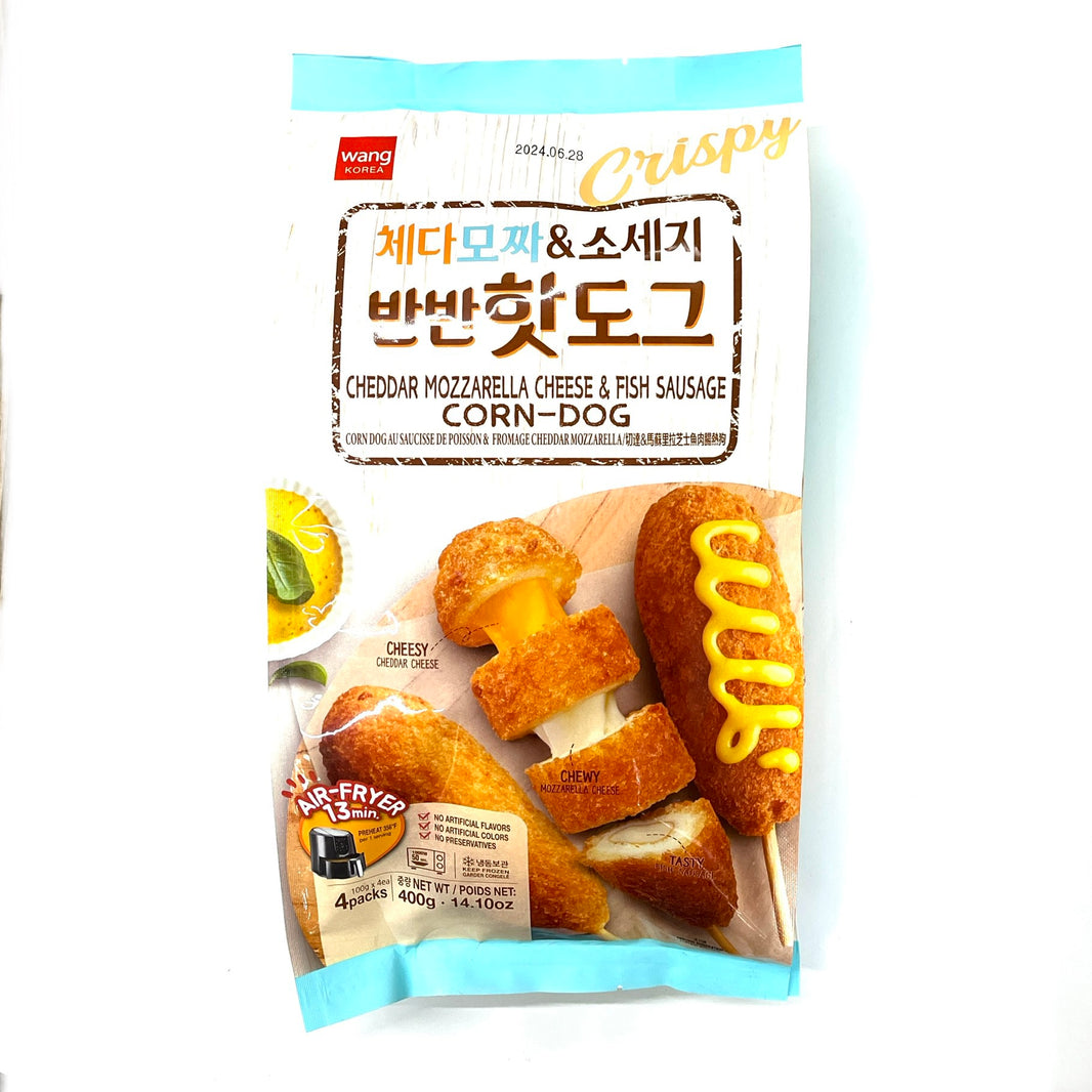 [Wang] Cheddar Mozzarella Cheese & Fishcake Corn Dog / 왕 체다 모짜 & 소시지 반반 핫도그 (4pk)