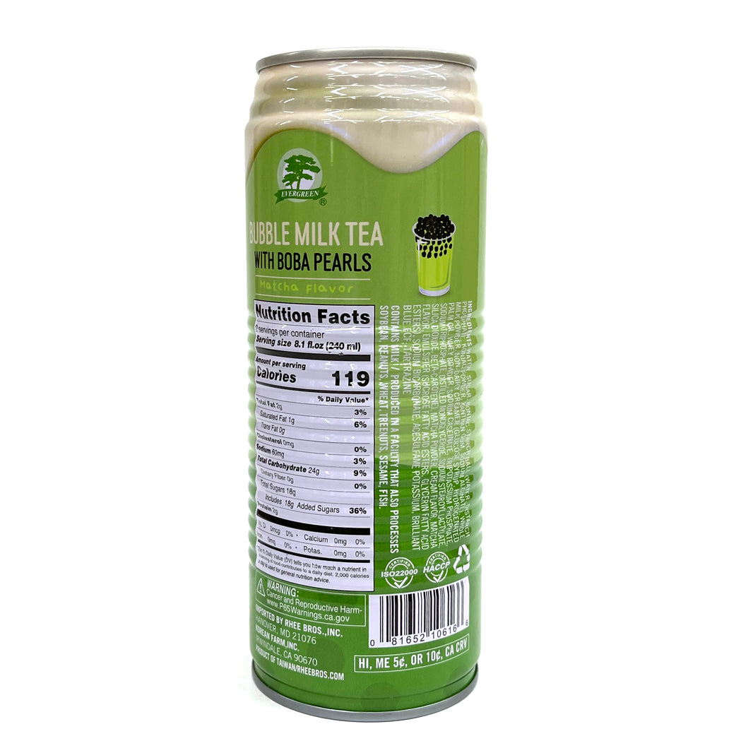 [Evergreen] Bubble Milk Tea w. Boba Pearls Matcha Flavor / 에버그린 버블티 마차맛 (480ml)