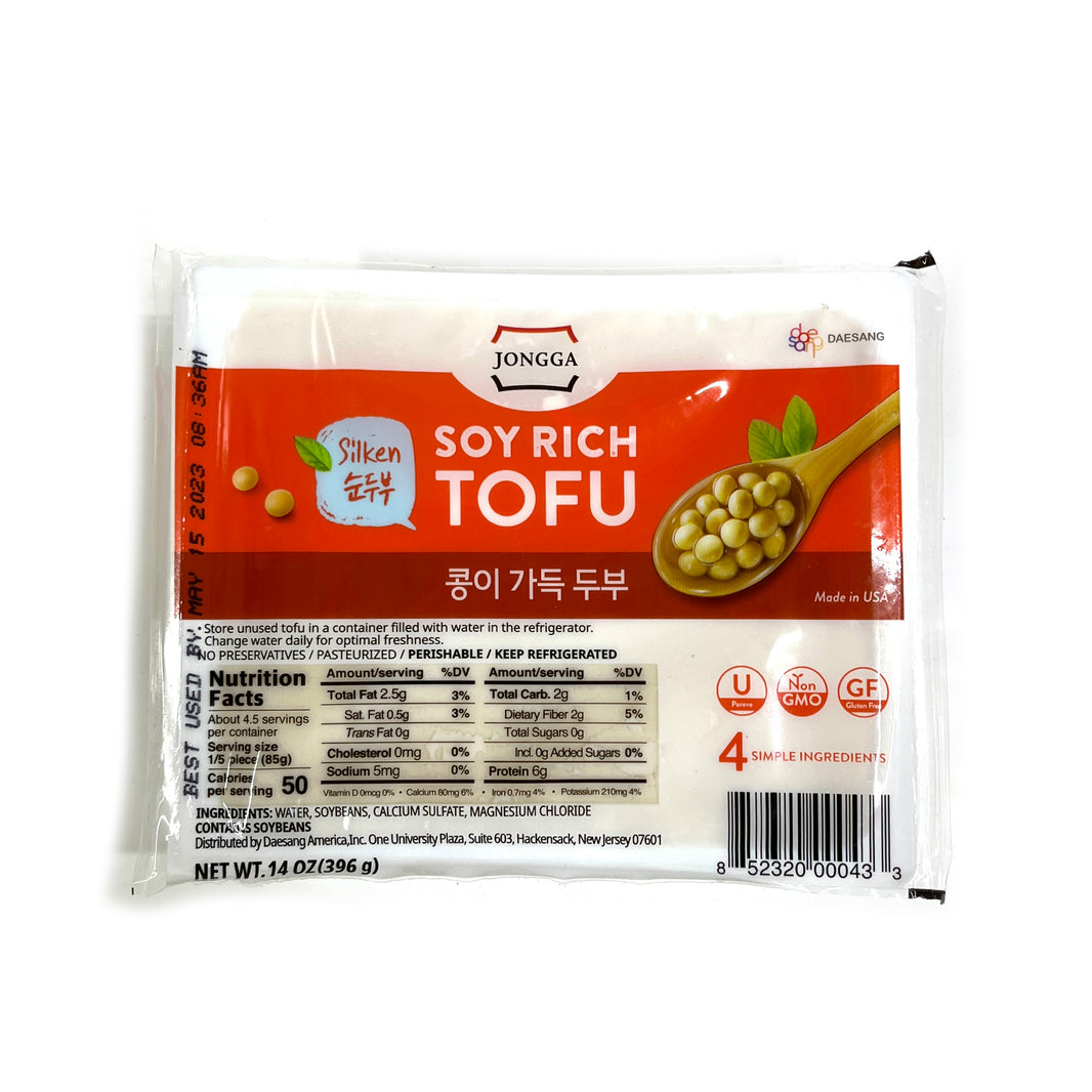 [Jongga] Silken Soy Rich Tofu / 종가 콩이 가득 두부 순두부 (14oz)