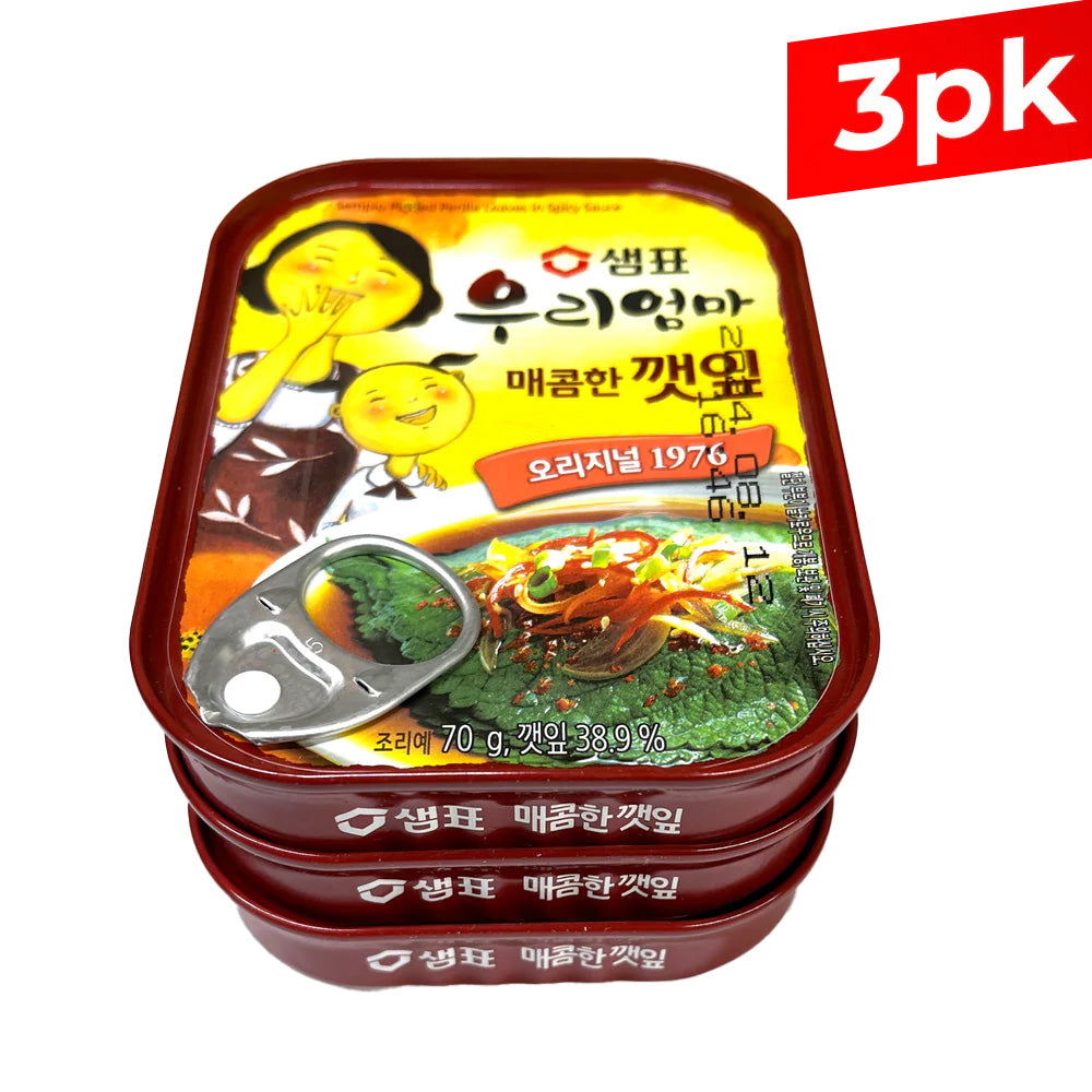 [Sempio] Seasoned Sesame Leaves in Spicy Sauce / 샘표 우리엄마 매콤한 깻잎 (70g x3)