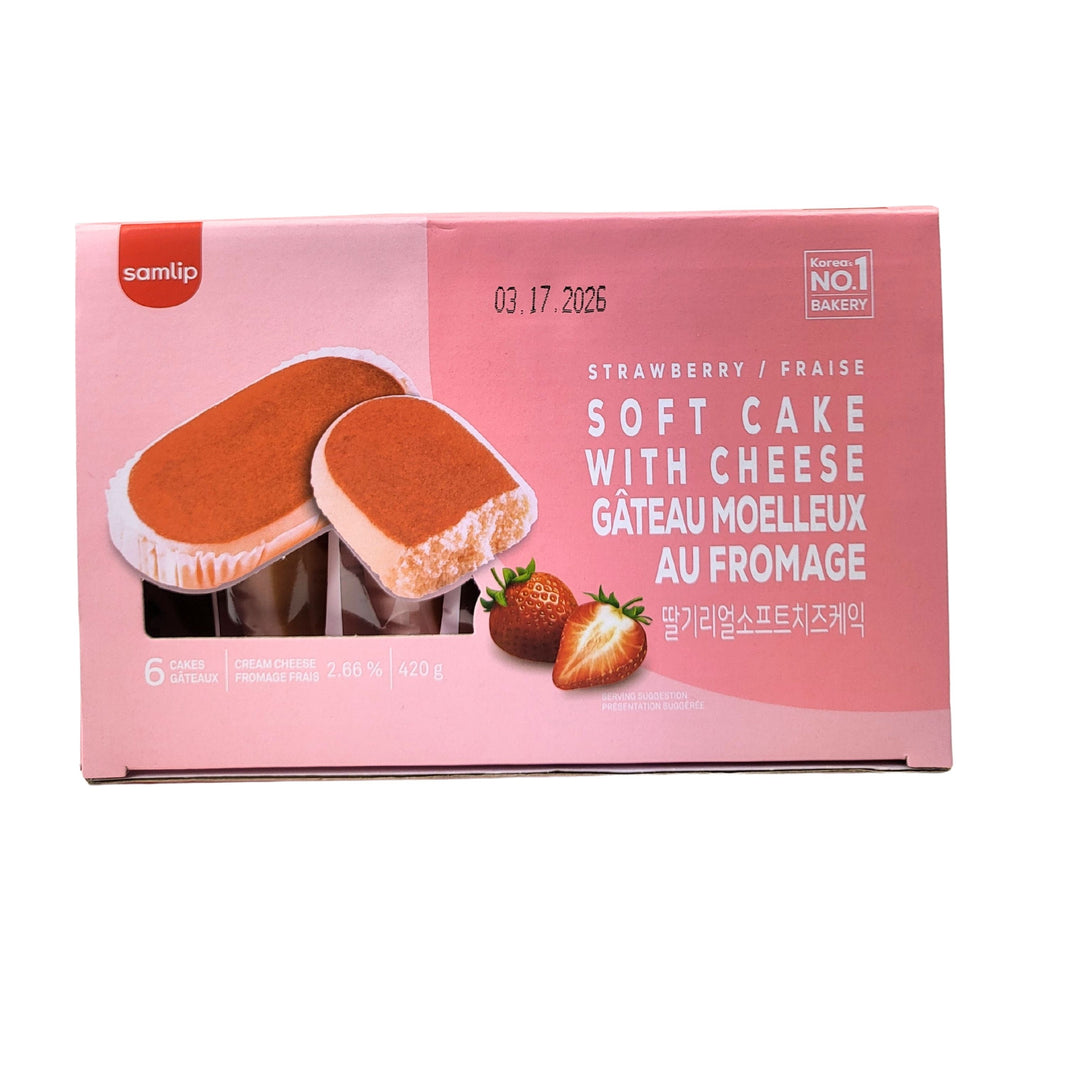 [Samlip] Strawberry Soft Cake with Cheese / 삼립 딸기 리얼 소프트 치즈 케이크 (420g, 6EA)