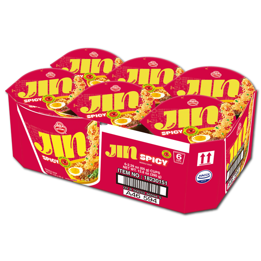 [Ottogi] Jin Ramen Hot 6-Cup / 오뚜기 진라면 매운맛 컵 라면 작은컵 (6pk)