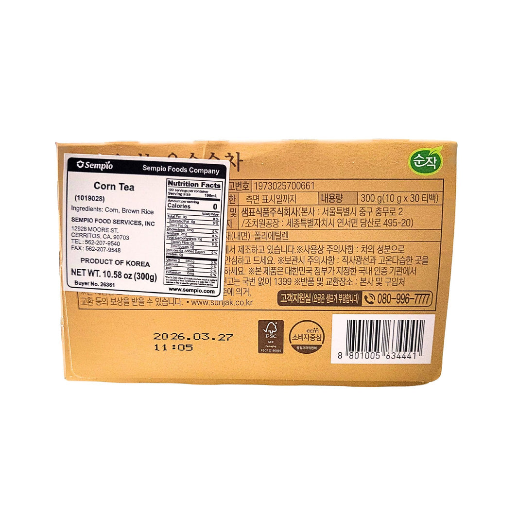 [Sempio] Organic Corn Tea/ 샘표 순작 유기농 옥수수차 (300g, 10g x 30tb)