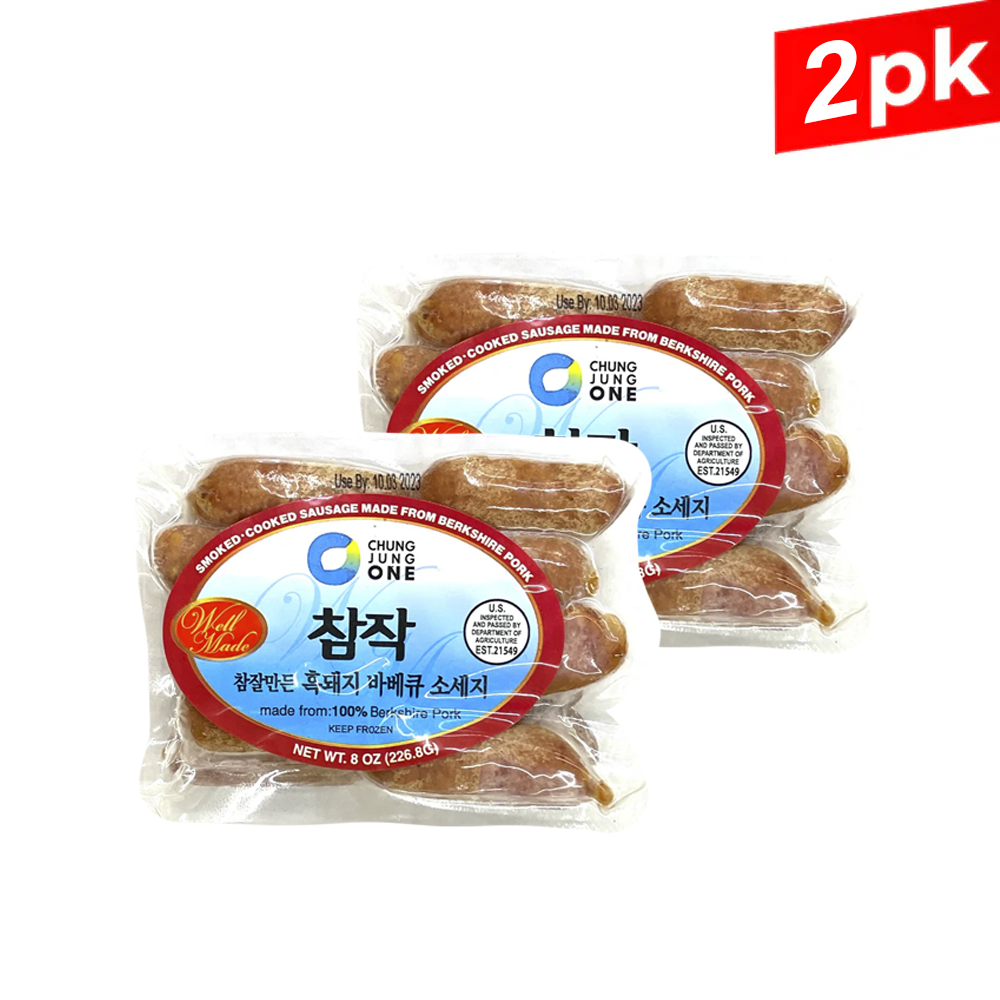 [CJO] Cocktail Smoked Cooked Sausage 2 Pack / 청정원 참작 흑돼지 바베큐 소세지 2팩 (8oz x2)