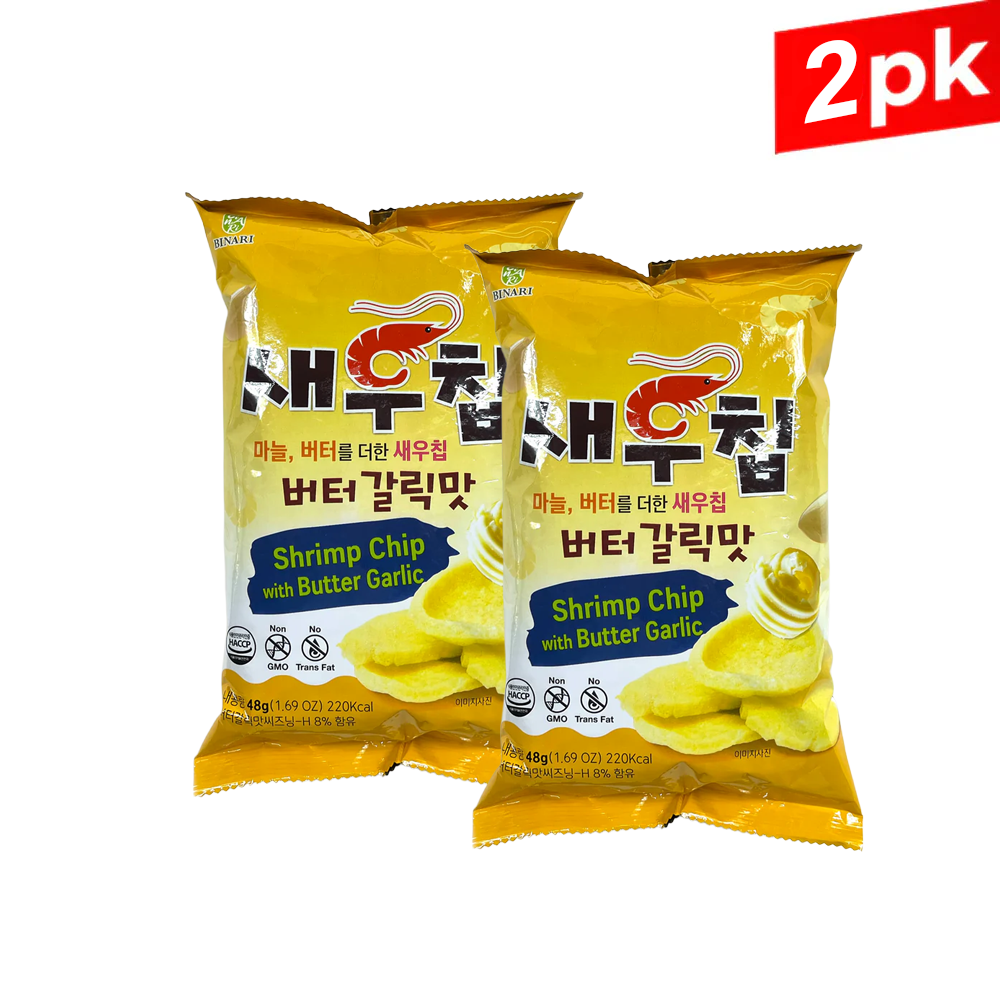 [Binari] Shrimp Chips Butter Garlic Flavor / 비나리 새우칩 버터 갈릭맛 (48g x2pk)