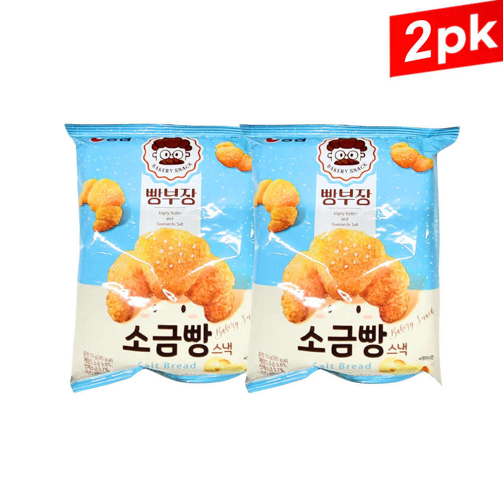 [NongShim]Korean Salted Bun Cookie Salt Bread/빵부장 소금빵 스낵(55g x2pk)