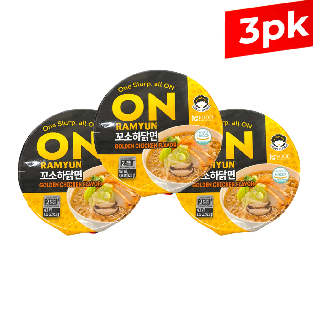 [Ajumma] ON Ramyun Golden Chicken Flavor Bowl Cup / 아주마리퍼블릭 온 꼬소하닭면 사발면 컵 (92.5g x3pk)