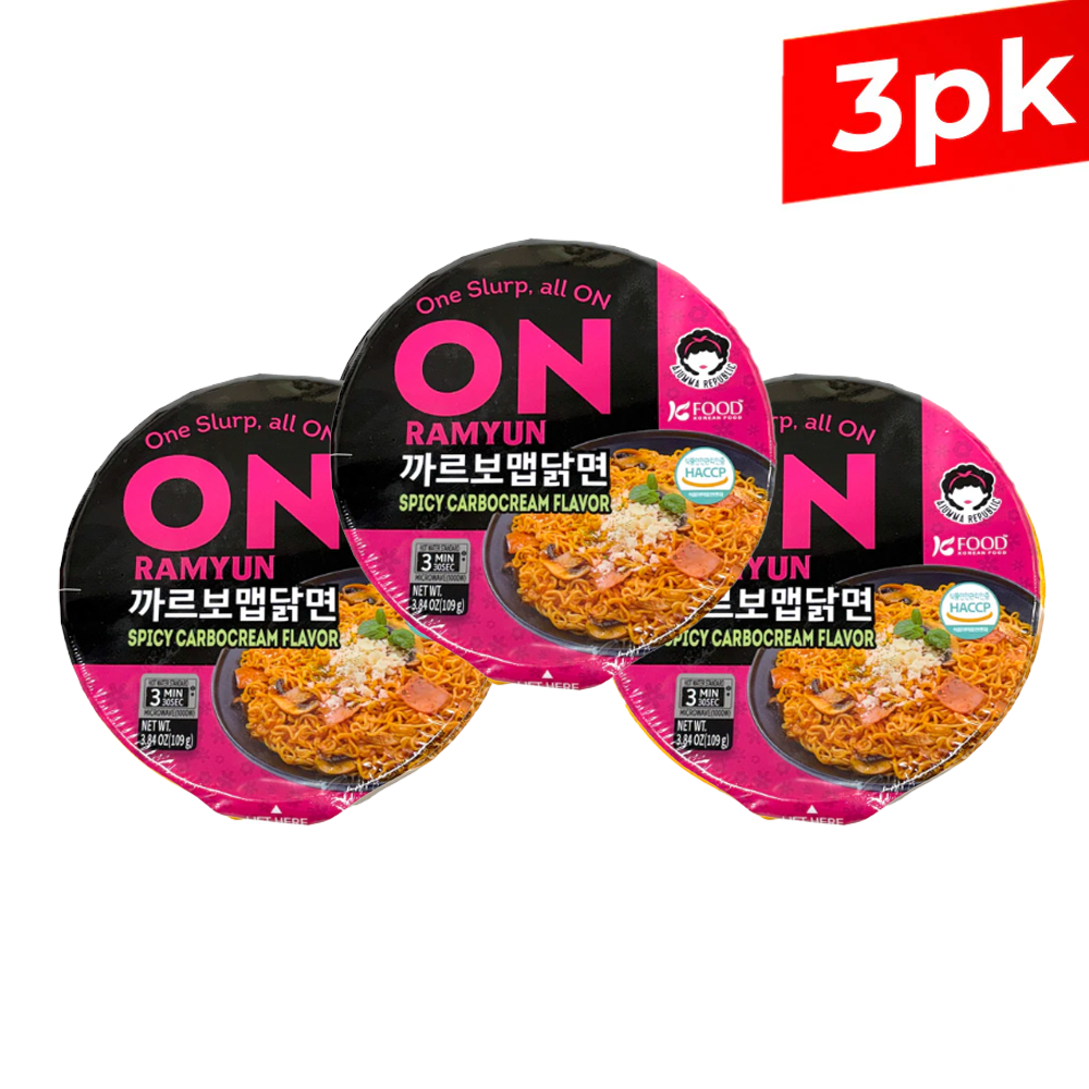 [Ajumma] ON Ramyun Spicy Carbocaream Flavor Bowl Cup / 아주마리퍼블릭 온 까르보맵닭면 사발면 컵 (109g x3pk)