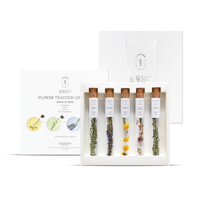 [Kkokdam] Flower Teastick Gift Box / 꽃을 담다 플라워 티스틱 선물 세트 (5pcs)