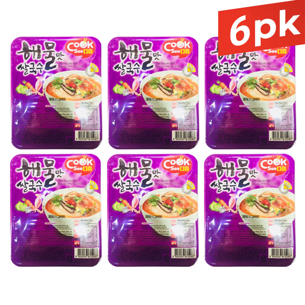 [Cooksee] Rice Noodle w. Seafood Flavored Soup / 쿡시 해물맛 쌀국수 (92gx6pk)
