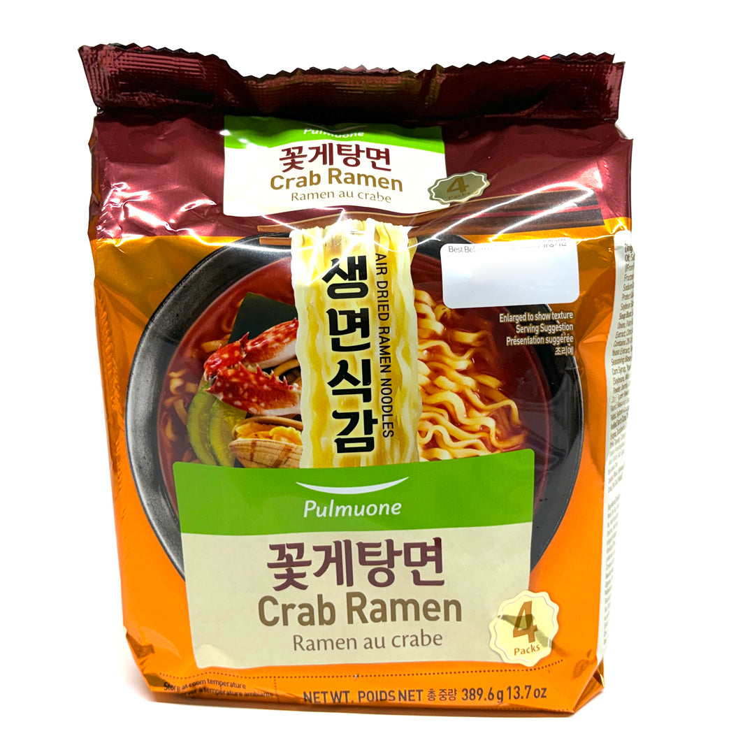 [Pulmuone] Air Fried Noodles Crab Ramen / 풀무원 생면식감 꽃게탕면  라면 (4pks)