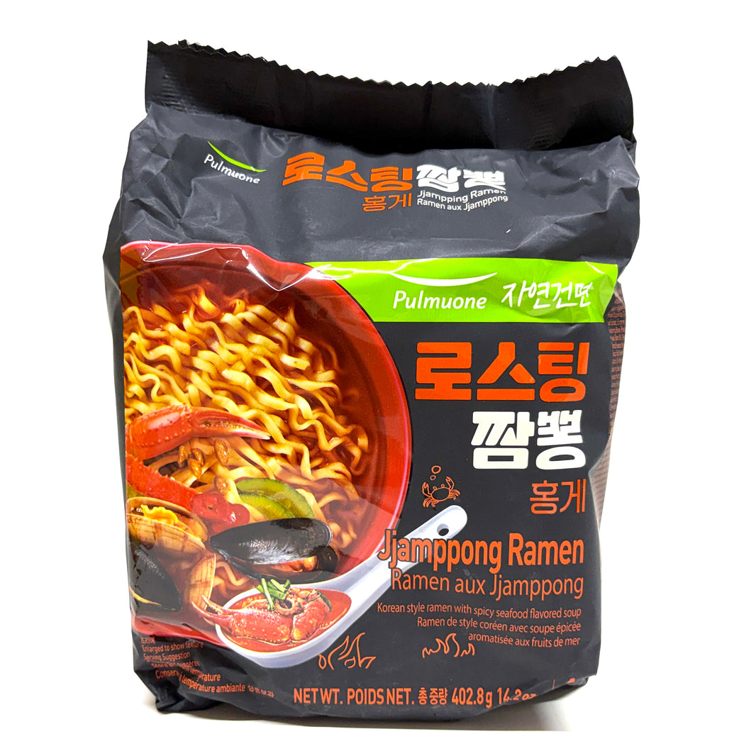 [Pulmuone] Never Fried Noodles Jjamppong Ramen / 풀무원 자연건면 로스팅 짬뽕 홍게 라면 (4pks)