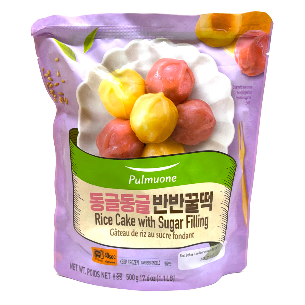 [Pulmuone] Rice Cake w. Sugar Filling / 풀무원 우리쌀 둥글둥글 반반 꿀떡 (500g)
