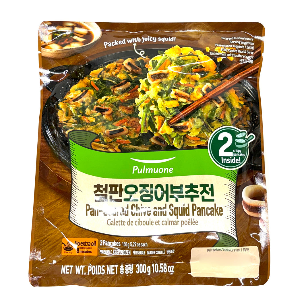 [Pulmuone] Pan-Seared Chive & Squid Pancakes / 풀무원 철판 오징어 부추 빈대떡 전 (300g)
