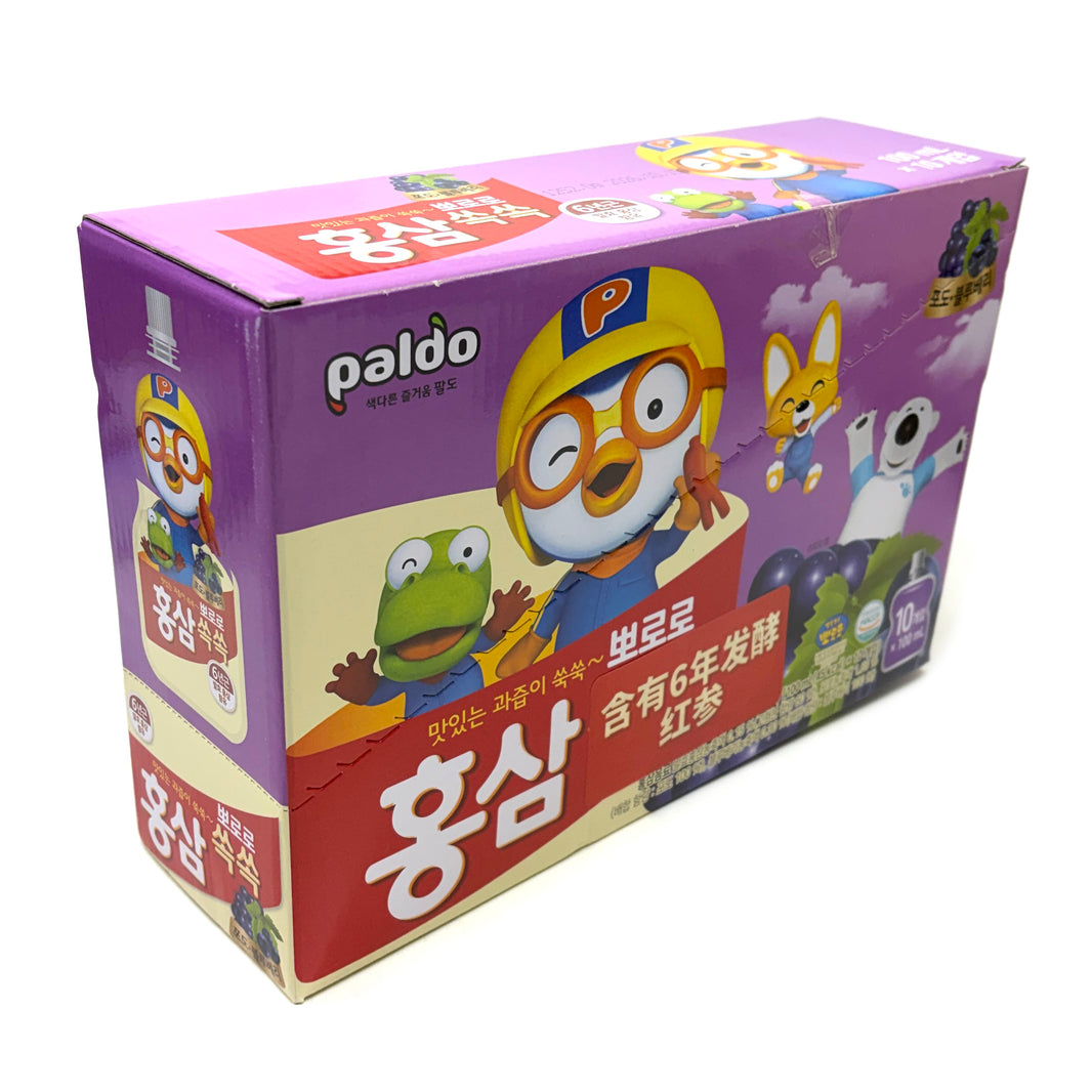 [PALDO] Pororo Red Ginseng Drink Grape & Blueberry / 팔도 뽀로로 홍삼 드링크 포도 블루베리 (100ml x10pk)