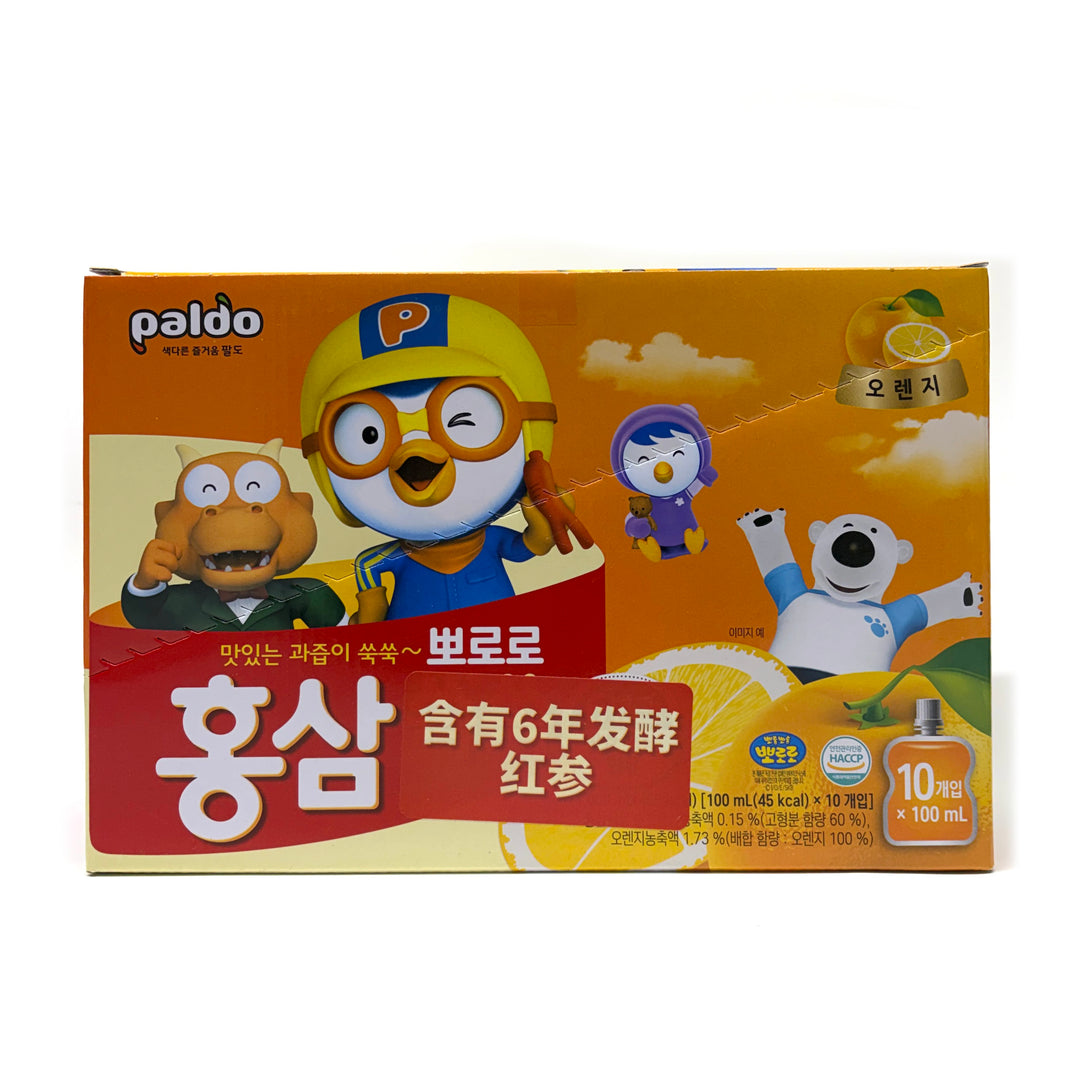 [PALDO] Pororo Red Ginseng Drink Orange / 팔도 뽀로로 홍삼 드링크 오렌지 (100ml x10pk)
