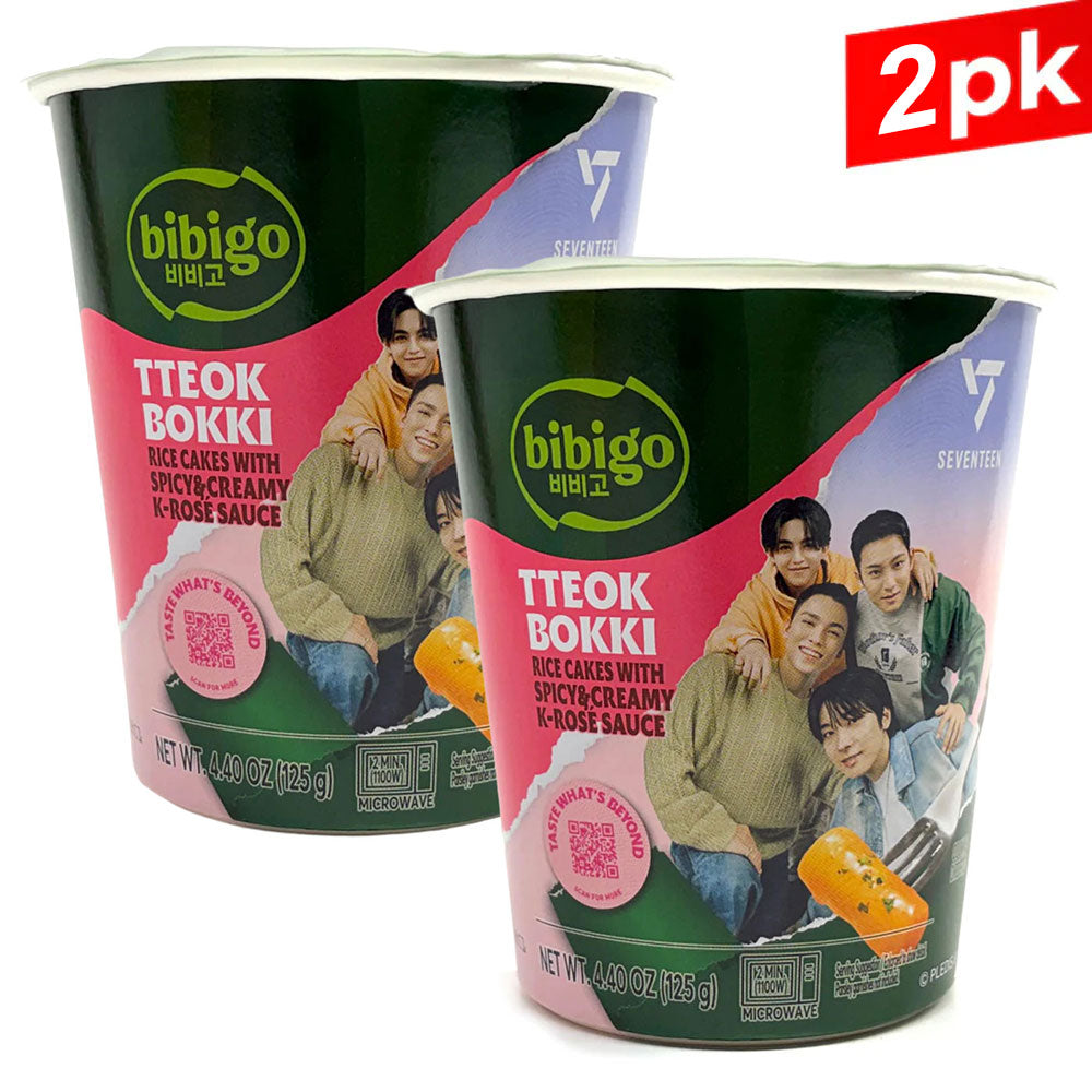 [Bibigo] Tteok-bokki Spicy & Creamy K-Rose Sauce Topokki Cup K-pop Seventeen Edition / 비비고 컵 떡볶이 로제 작은컵 세븐틴 에디션 (125g x2)