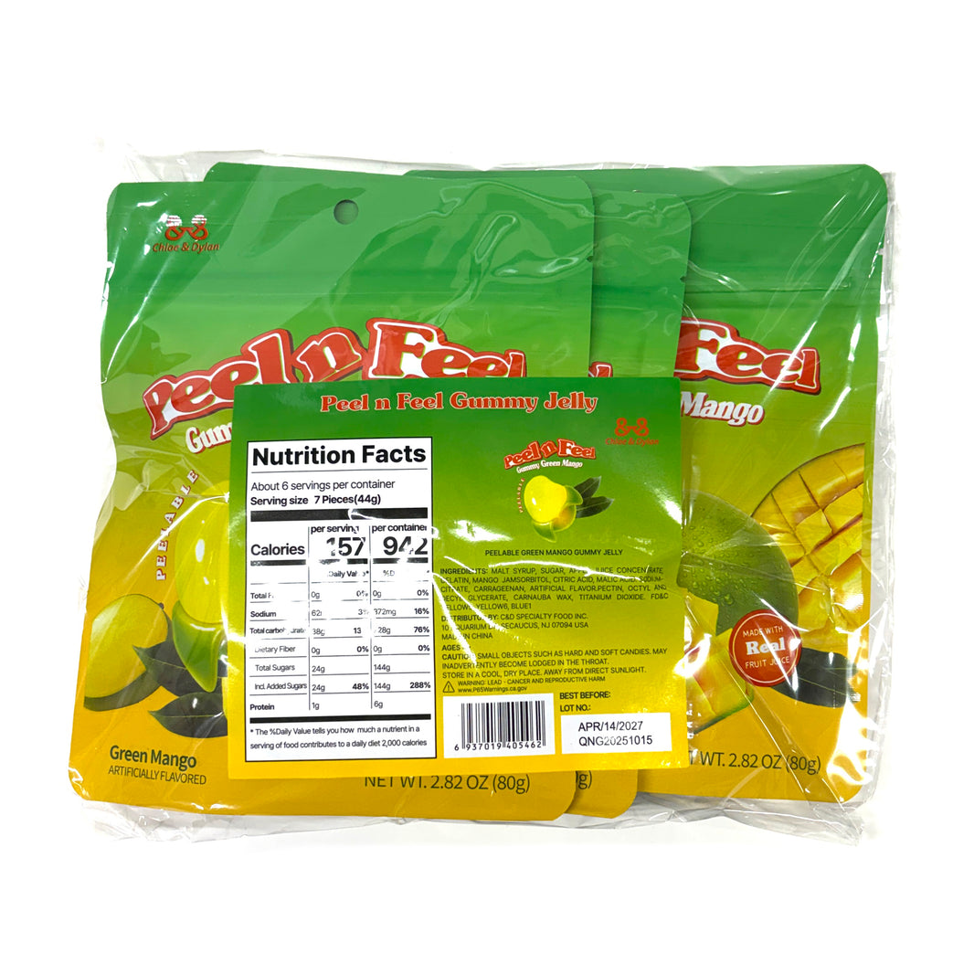 [Chloe&Dylan] Peel n Feel Gummy Green Mango / 필앤필 그린 망고 거미 젤리 (80g x3pk)