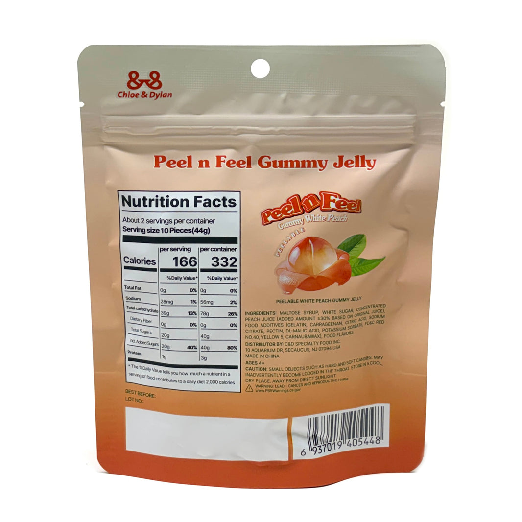 [Chloe&Dylan] Peel n Feel Gummy White Peach / 필앤필 화이트 복숭아 거미 젤리 (80g x3pk)