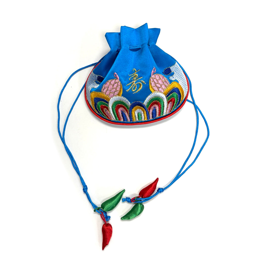[Korea] Traditional Korean Luck Pouch Type B Embroidery Blue / 민속놀이 복주머니 자수 타입 B 파랑색