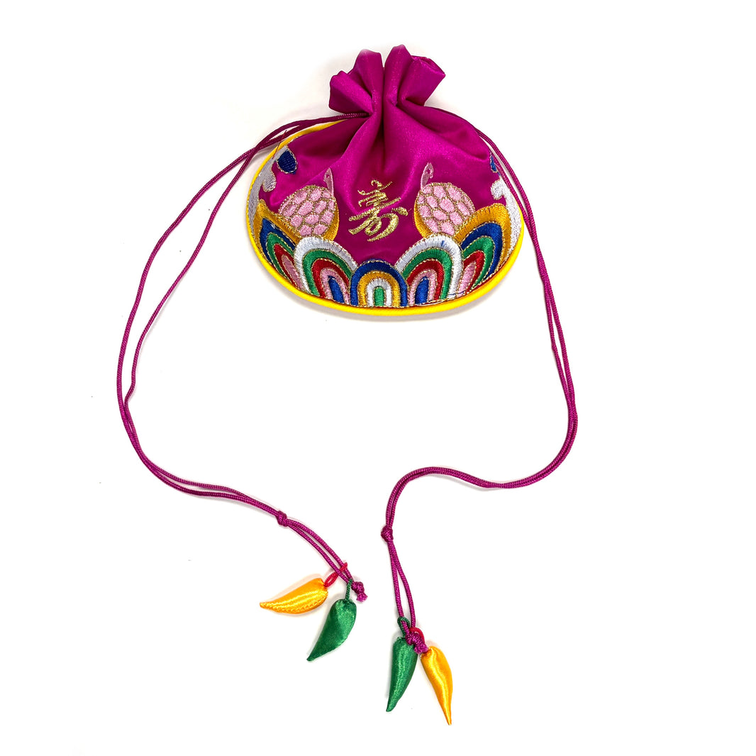 [Korea] Traditional Korean Luck Pouch Type B Embroidery Purple / 민속놀이 복주머니 자수 타입 B 자주색
