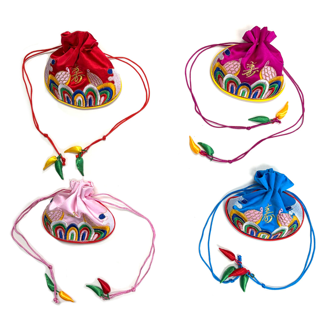 [Korea] Traditional Korean Luck Pouch Type B Embroidery Blue / 민속놀이 복주머니 자수 타입 B 파랑색