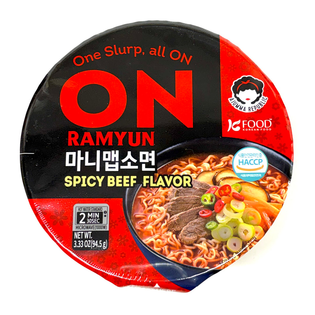 [Ajumma] ON Ramyun Spicy Beef Flavor Bowl Cup / 아주마리퍼블릭 온 마니맵소면 사발면 컵 (94.5g x3pk)