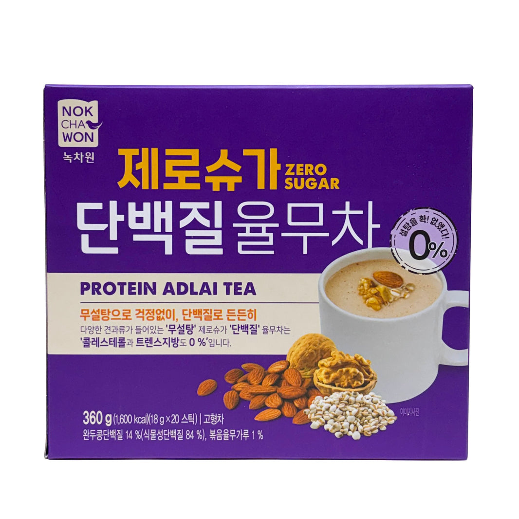 [Nokchawon] Protein Adlai Tea Zero Sugar / 녹차원 제로 슈가 단백질 율무차  (360g , 18g x20 sticks)