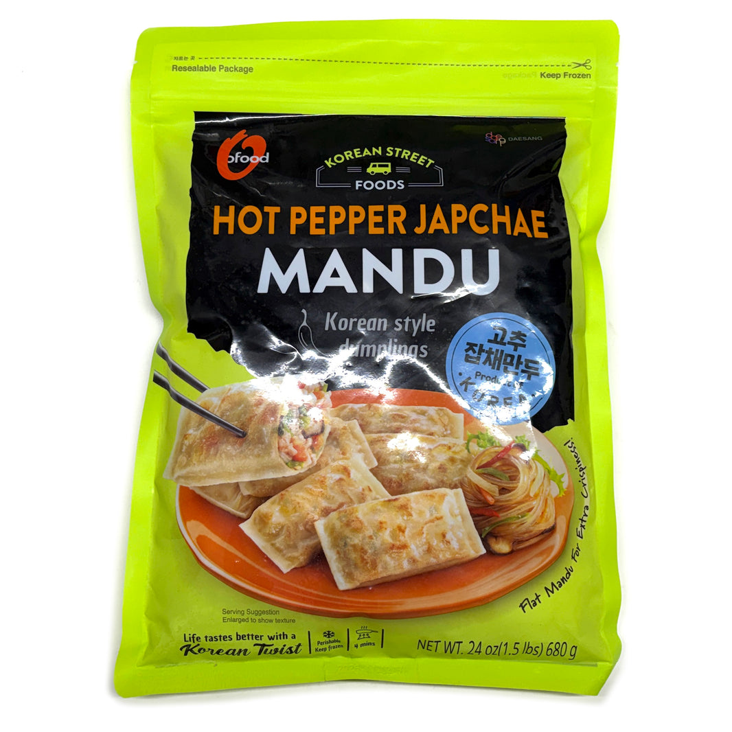 [Ofood] Hot Pepper Japche Dumplings / 청정원 오푸드 고추 잡채 납작 군만두 냉동 만두 (680g)