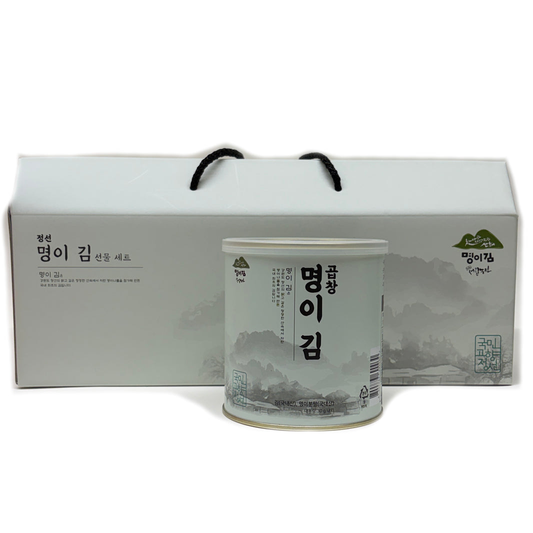 [Myung-E] Seasoned Gopchang Seaweed Can Gift Set / 명이김 곱창 캔 김 선물 세트 (90g / 30g x3)
