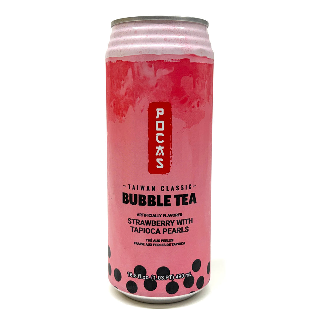 [Pocas] Taiwan Classic Bubble Tea Strawberry w. Tapioca Pearls / 포카스 버블티 딸기 밀크맛 (490ml)