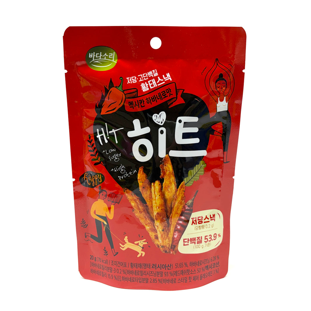 [Badasori] Dried Fish Snack Spicy Flavor / 바다소리 히트 저당 고단백질 황태 스낵 맥시칸 하바네로맛 (20g)