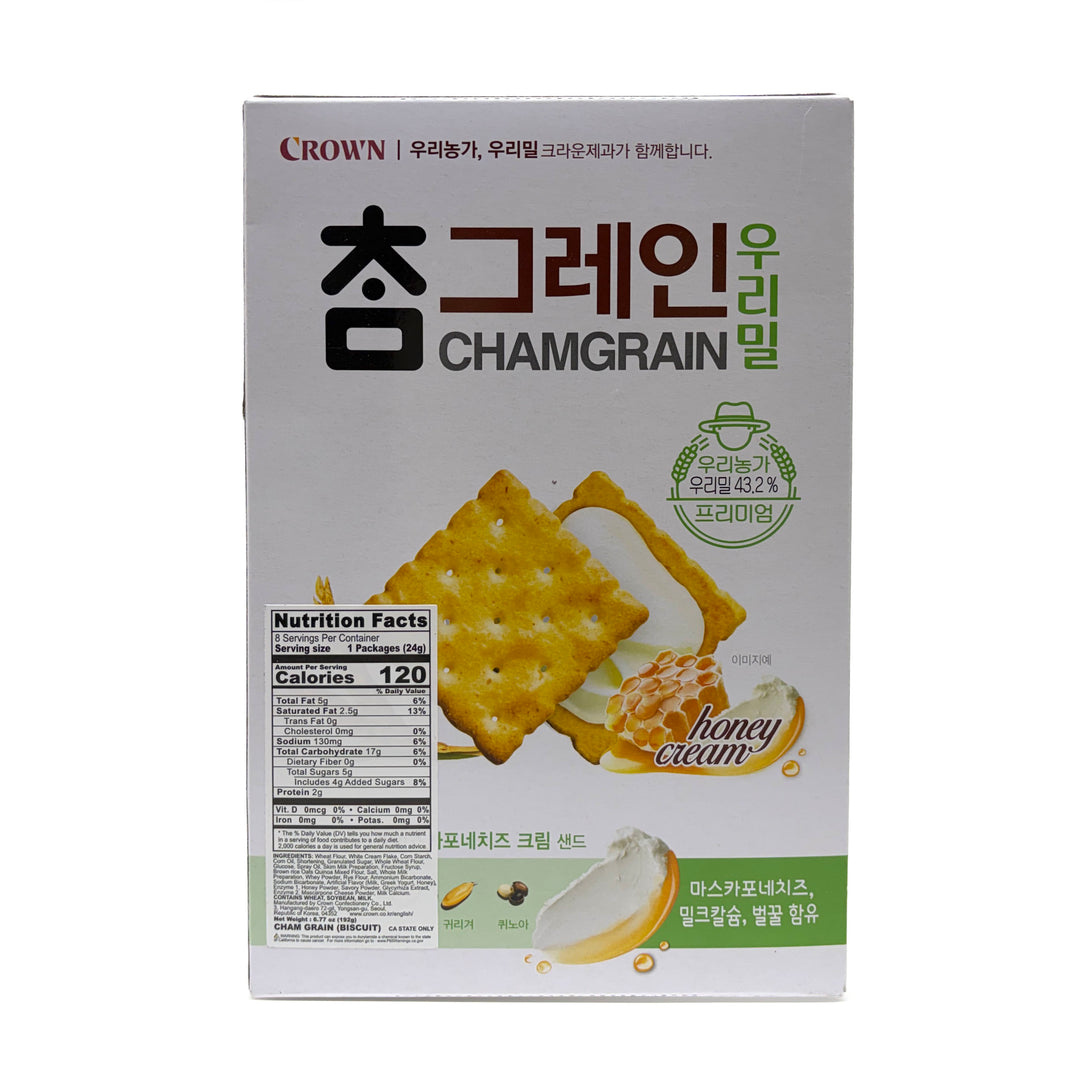 [Crown] Chom Grain Crackers Honey Cream / 크라운 촘 그레인 우리밀 크래커 허니크림 (192g)