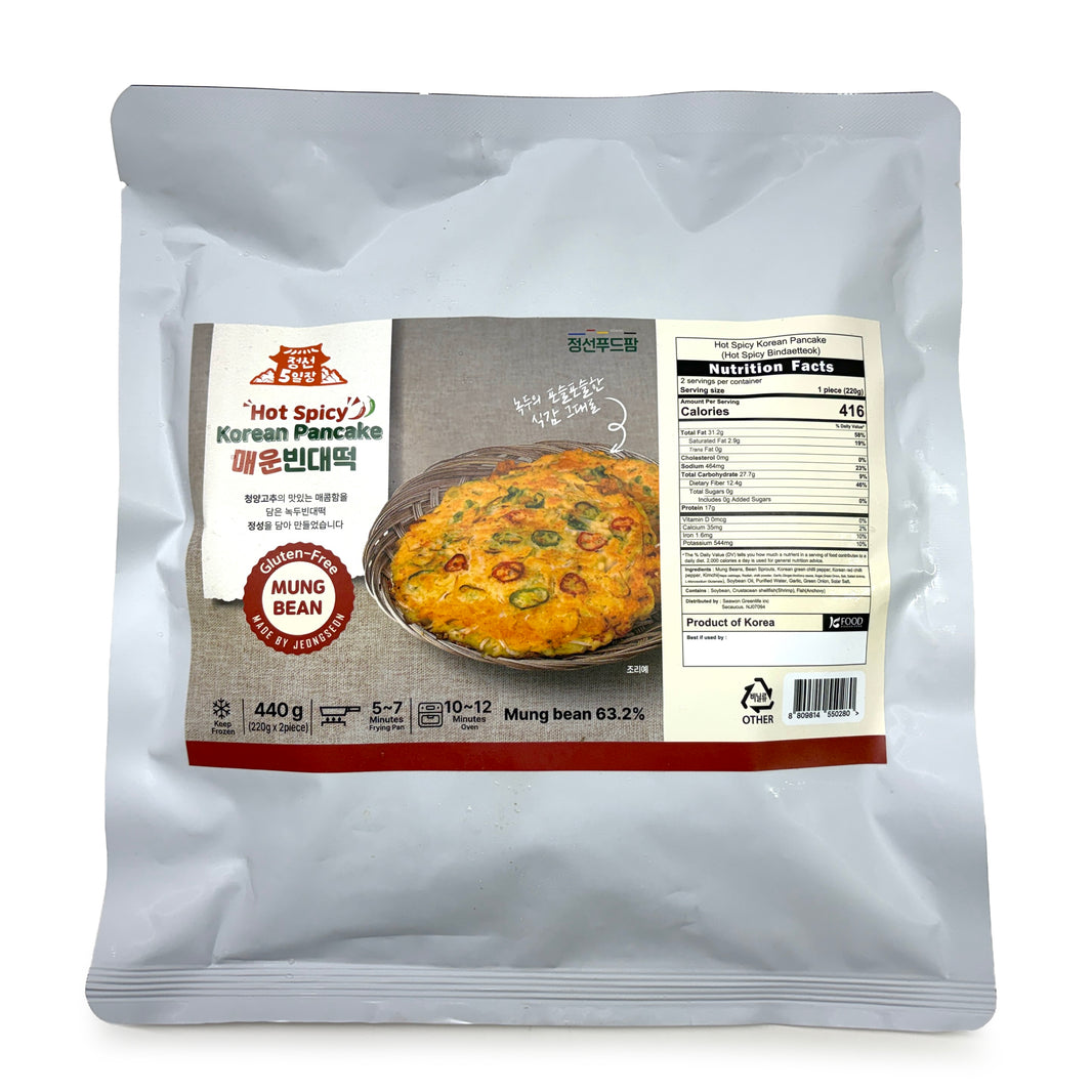 [Jungsun] Crispy Hot Spicy Korean Pancakes / 정선5일장 매운 녹두 빈대떡 (440g)