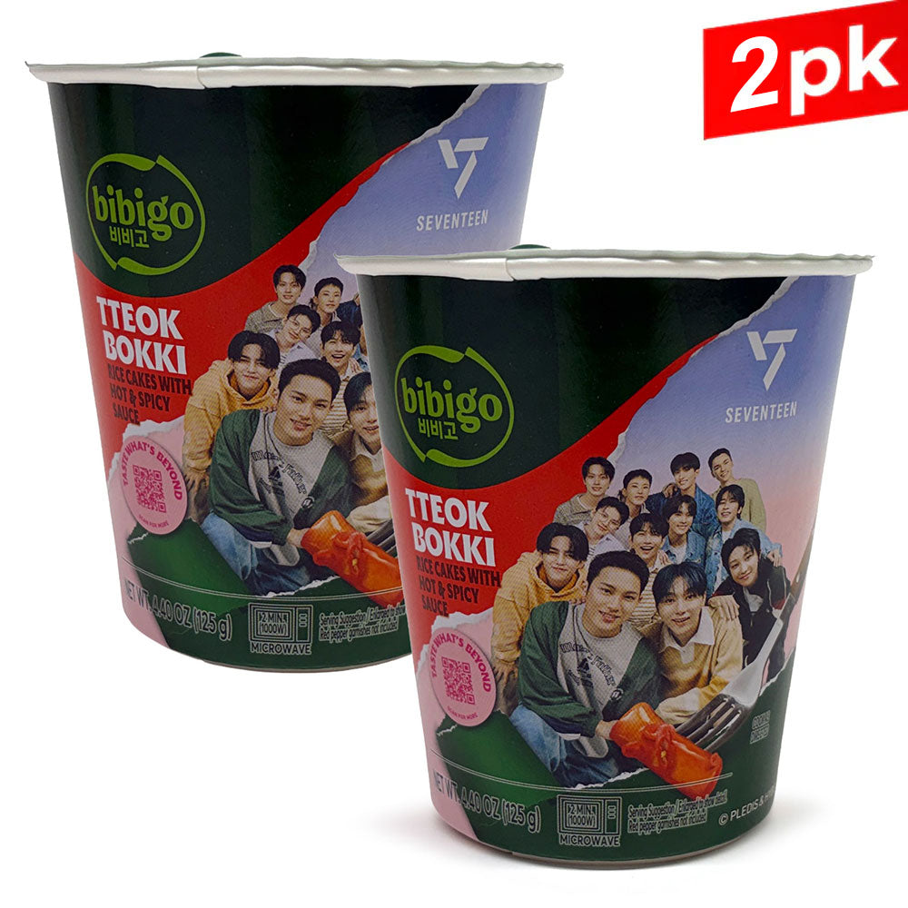 [Bibigo] Tteok-bokki Hot & Spicy Topokki Cup K-pop Seventeen Edition / 비비고 컵 떡볶이 매운맛  작은컵 세븐틴 에디션 (125g x2)