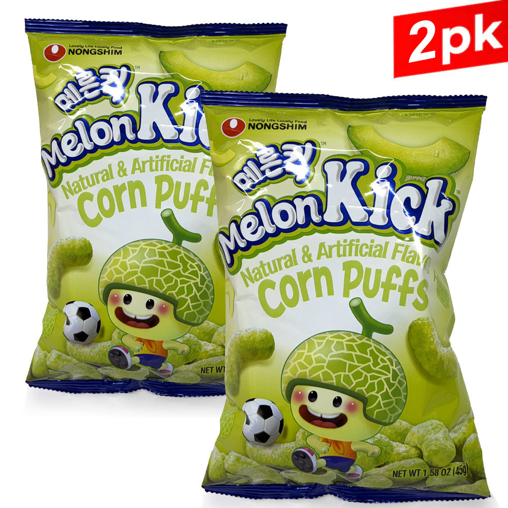 [Nongshim] Melon Kick Natural & Artificial Flavor Corn Puffs / 농심 메론킥 (45g x2) Best By 06/11/2026