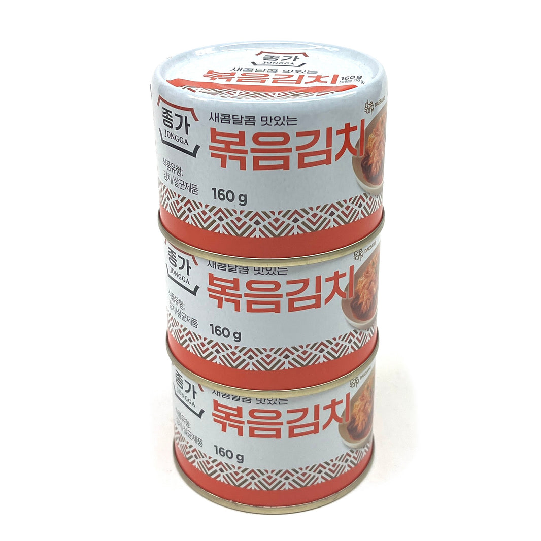 [Jongga] Canned Stir-Fried Kimchi / 종가 새콤달콤 맛있는 볶음 김치 캔 (160gx3pk)