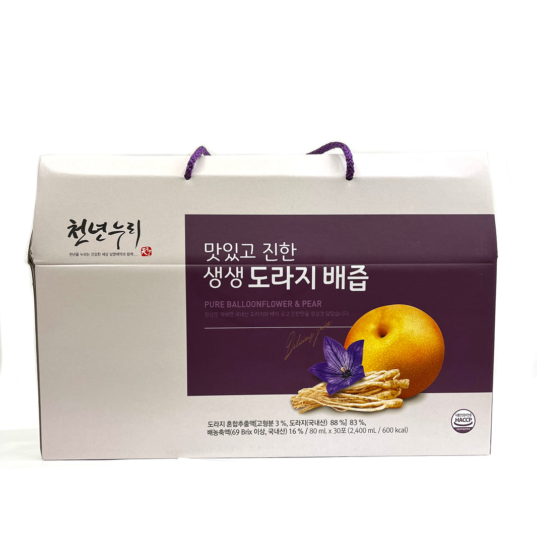 [Chunnyunnuri] Fresh Balloon Flower Pear Juice / 천년누리 맛있고 진한 생생 도라지 배 즙 (30pk/box)