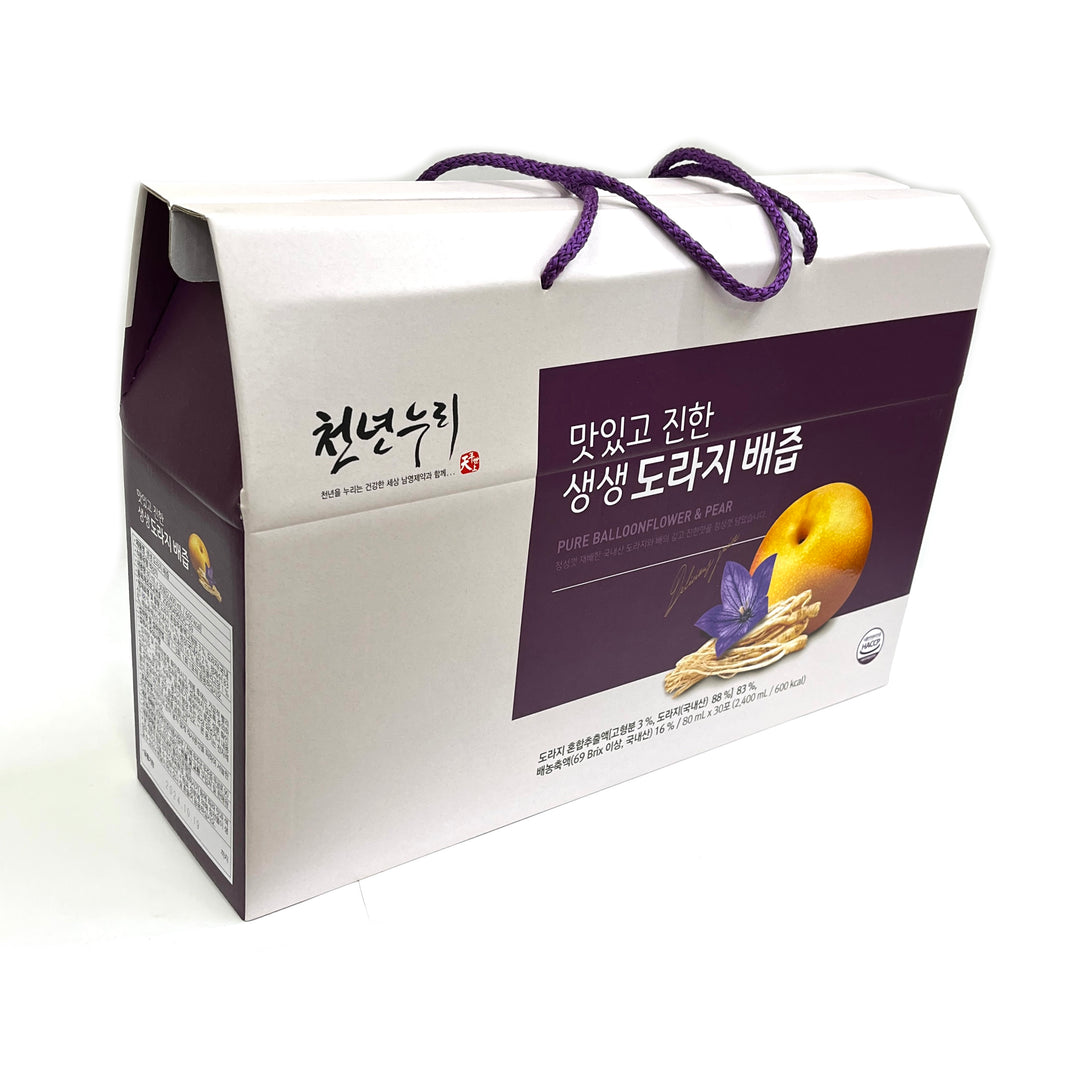 [Chunnyunnuri] Fresh Balloon Flower Pear Juice / 천년누리 맛있고 진한 생생 도라지 배 즙 (30pk/box)