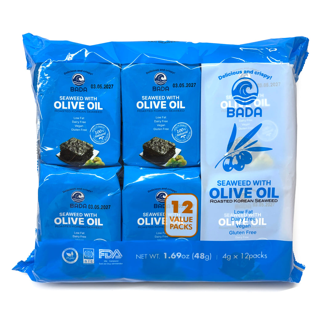 [Bada] Roasted Korean Seaweed Sliced w. Olive Oil / 바다 올리브 도시락 김 (12pk)
