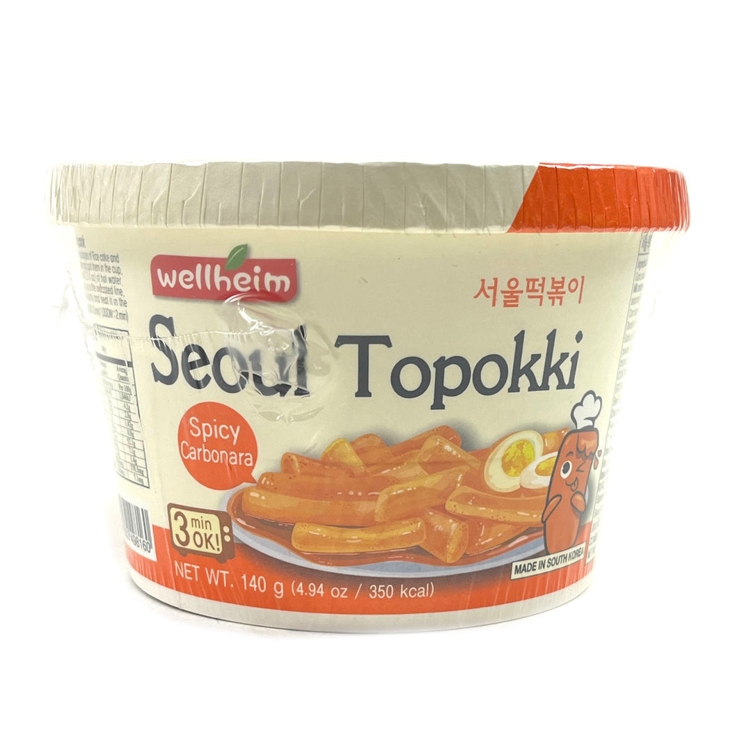 [Wellheim] Seoul Topokki Spicy Carbonara / 웰햄 서울 떡볶이 컵 떡볶이 매콤 까르보 작은컵 (140g)