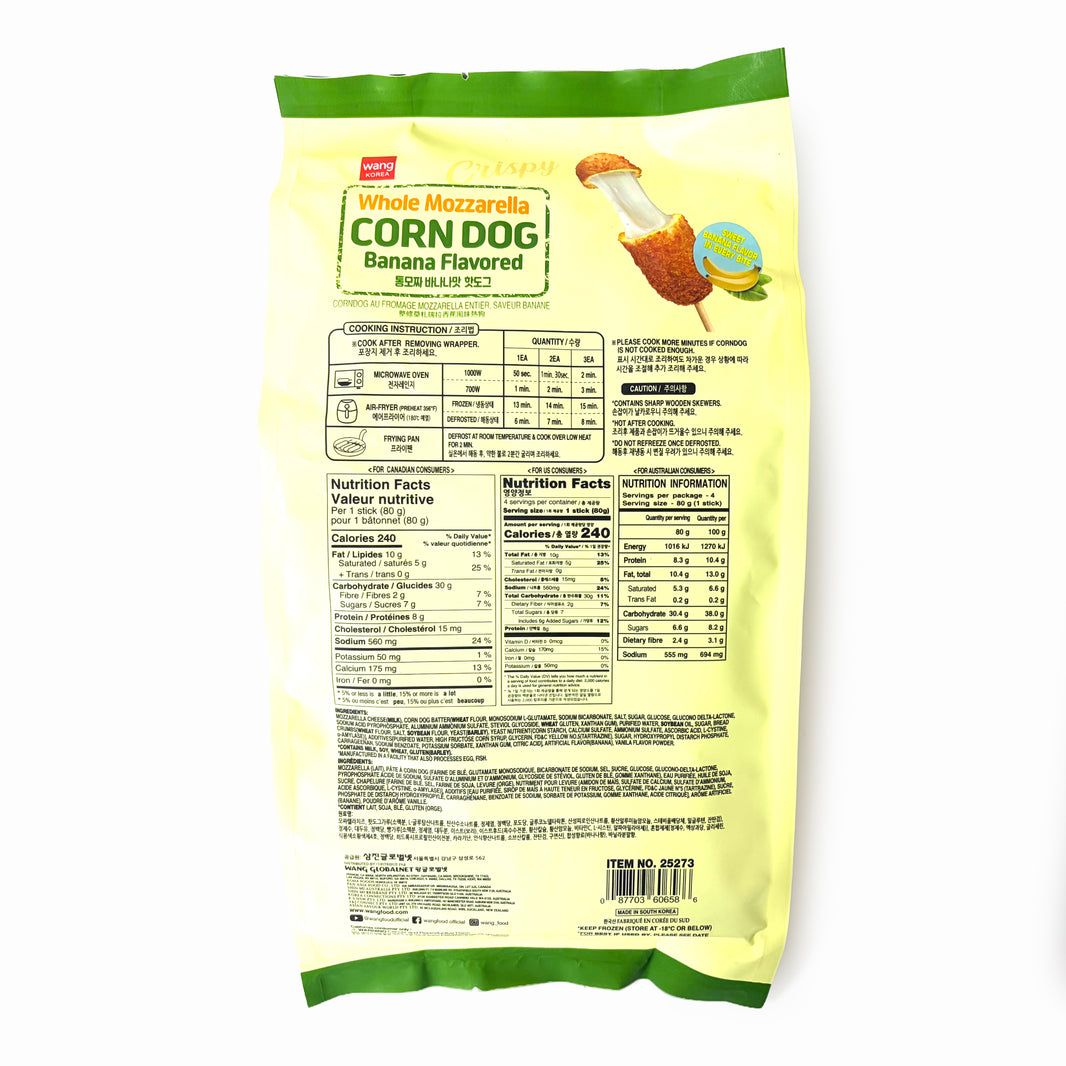 [Wang] Whole Mozzarella Corn Dog Banana Flavor / 왕 통 모짜 바나나맛 핫도그 (4pk)