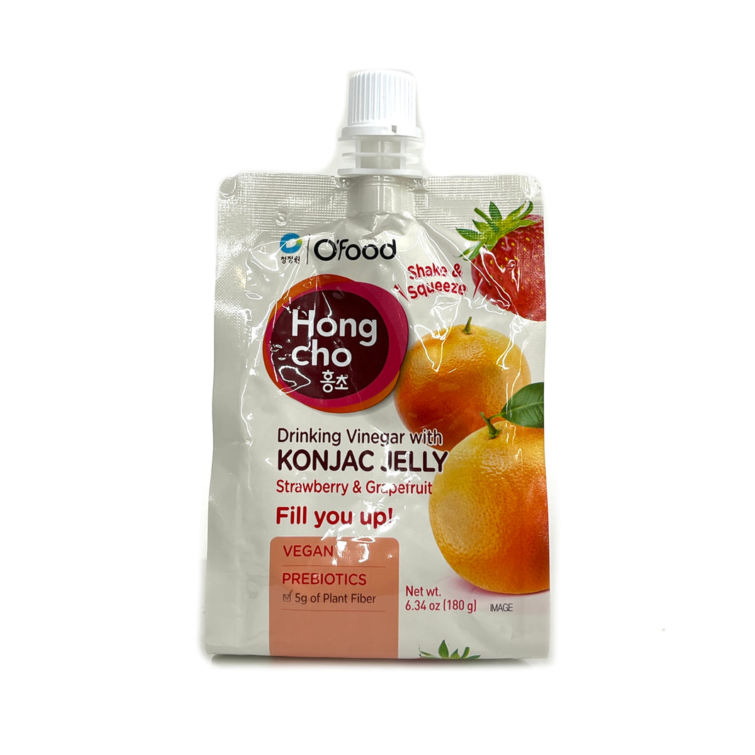 [O'food] Hongcho Drinking Vinegar w. Konjac Jelly Strawberry & Grapefruit / 청정원 오푸드 홍초 곤약젤리 딸기 자몽 (180g x5pcs)
