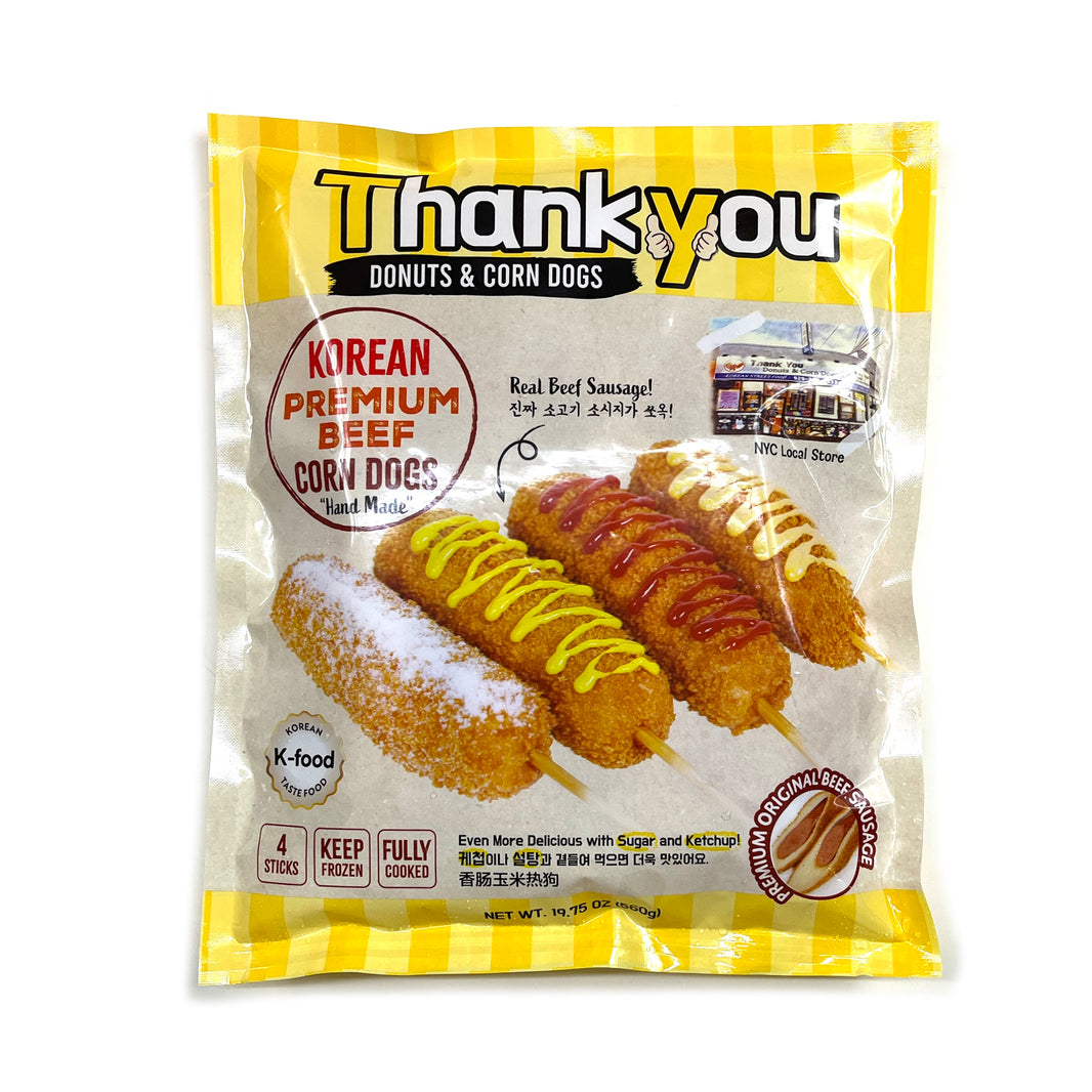 [ThankYou] Hand Made Korean Premium beef Corn Dogs / 땡큐 수제 찐짜 소고기 소시지가 들어 있는 핫도그 (560g)
