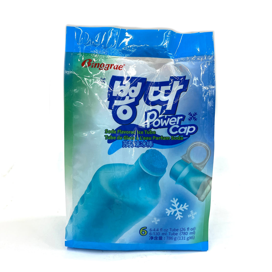 [Bingrae] Soda Flavored Ice Tube Power Cap Popsicle / 빙그레 뽕따 소다 맛 (130ml x 6pcs)