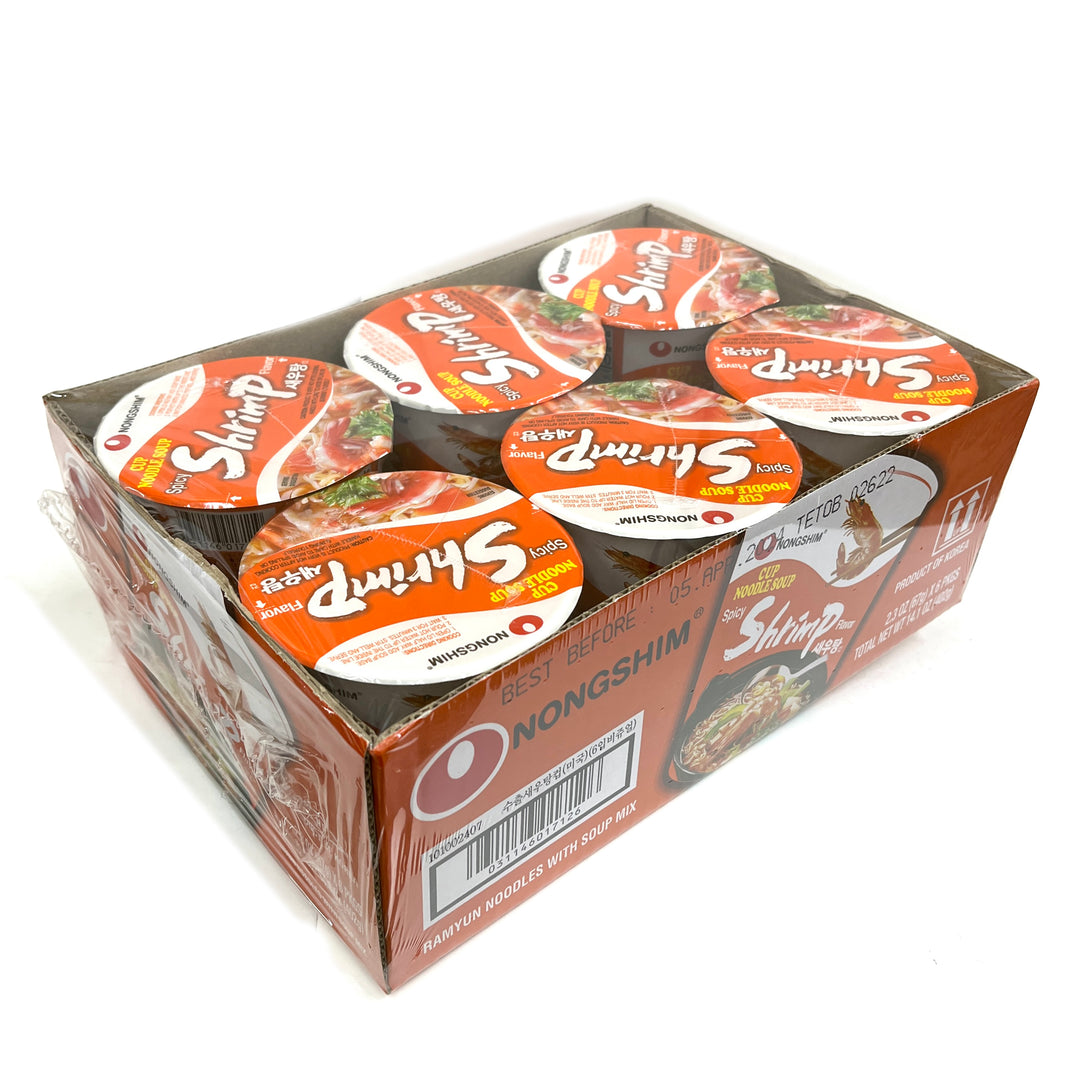 [Nongshim] Spicy Shrimp Flavor Ramen 6-Cup / 농심 새우탕 컵 라면 작은컵 (6pk)