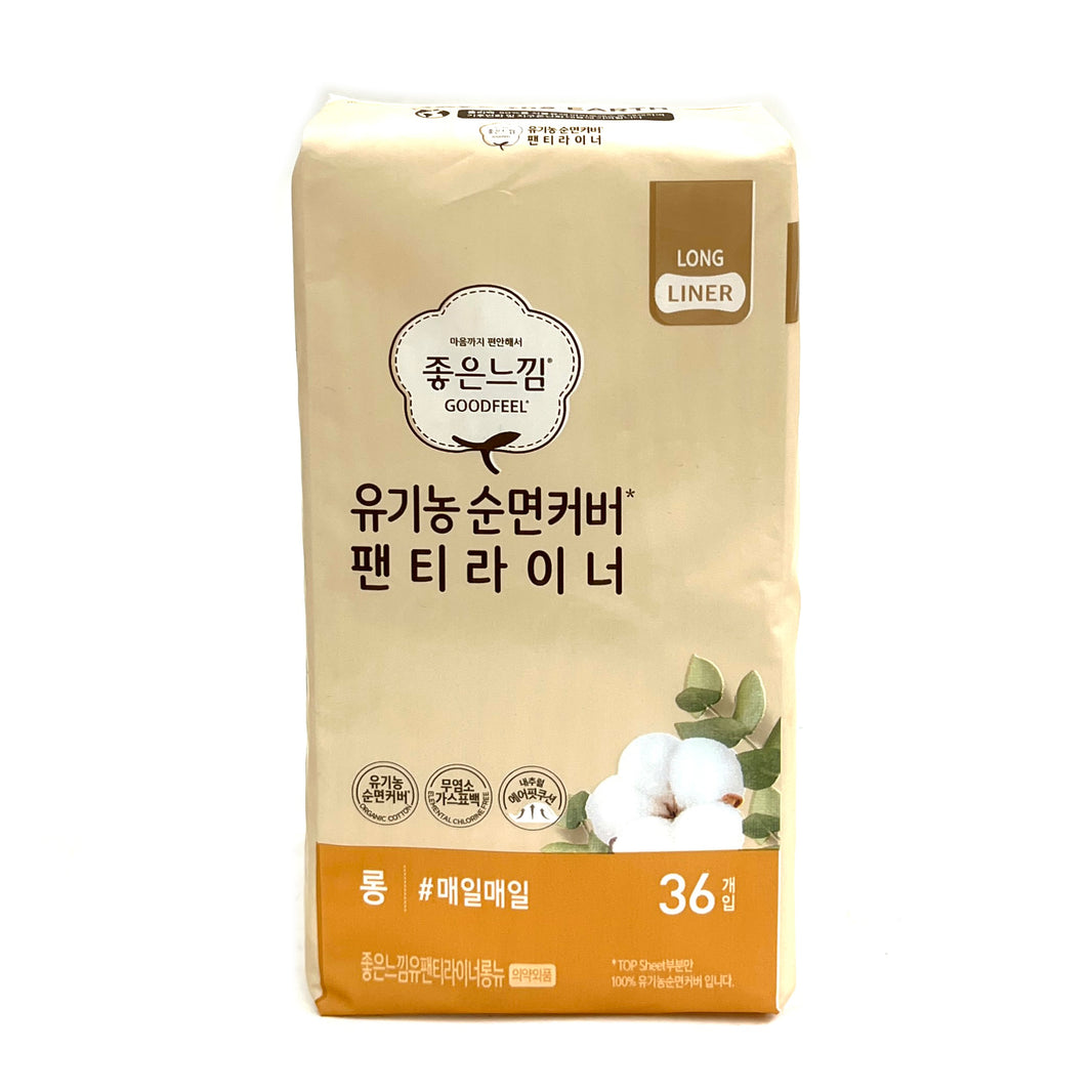 [Goodfeel] Organic Cotton Cover Sanitary Pads Long / 좋은느낌 유기농 순면커버 내추럴 코어 생리대 롱 (17.5cm/36pk)